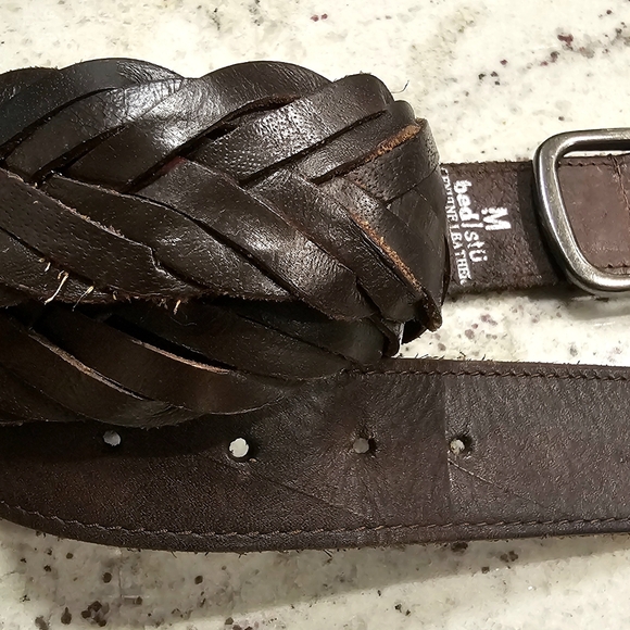 Bed Stu Brown Leather Woven Belt Women Size M - Picture 2 of 11